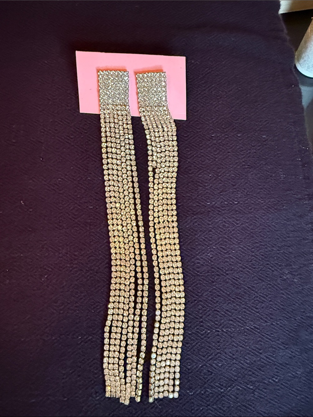 Long Fringe rhinestone Drop Earrings